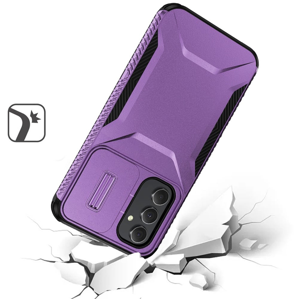 For Samsung Galaxy A15 5G Slim Fit Shockproof Hybrid with Slide Camera Window Covering, Rugged Tpu Silicone Hard PC Bumper Case Cover