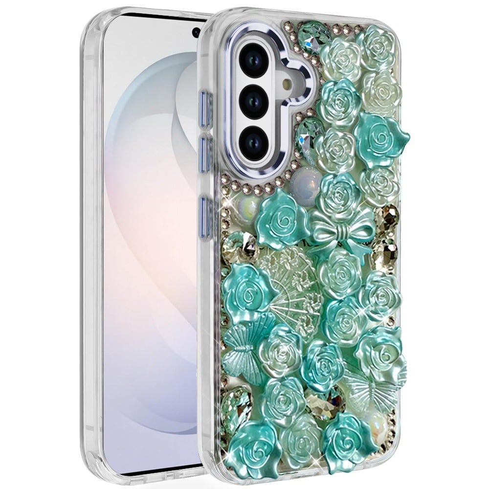 Phone Case for Samsung Galaxy S26 FE /S26 Fan Edition 3D Flower Bling Rhinestone Glitter Cute Stylish Shockproof Protective Decorative Luxury Grip Stones Ornaments Cover
