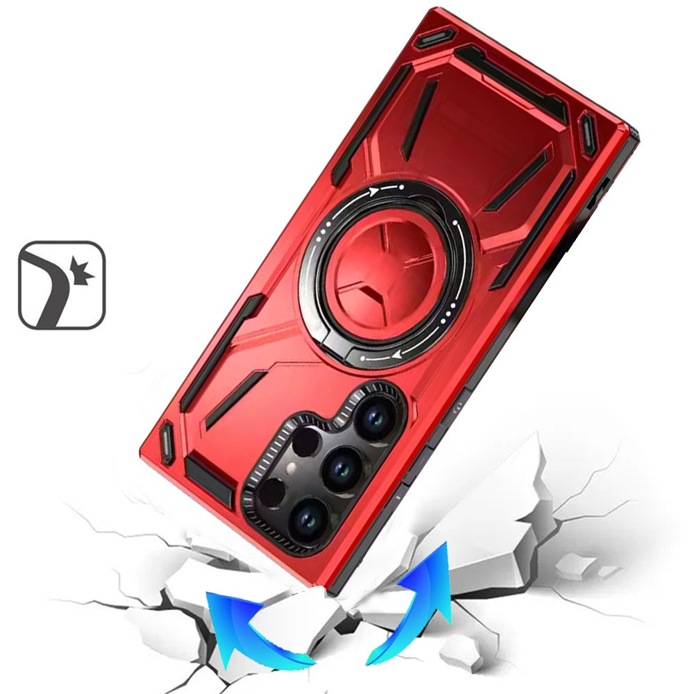For Samsung Galaxy S23 Hybrid Magnetic Ring and 360° Rotational Kickstand with MagSafe Compatible, Military Grade Drop Protection Case Cover Red