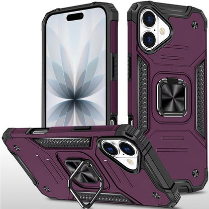 Phone Case for Apple iPhone 17 Magnetic Car Mount Hybrid Ring Stand Shockproof Rugged Grip Armor Heavy Duty Protective TPU Durable Cover Purple