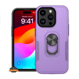 For Apple iPhone 15 Pro 6.1" Military Grade Armor Heavy Shockproof Hybrid Kickstand Built-in 360°Rotate Ring Stand Purple Phone Case Cover