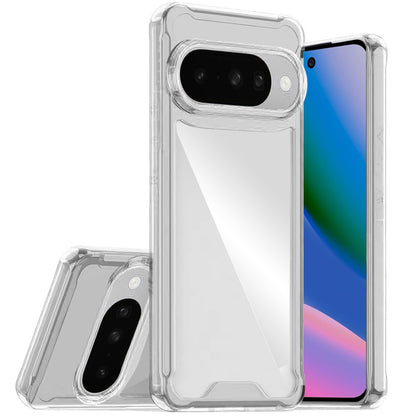 For Google Pixel 10 / 10 Pro Clear Colored Shockproof Transparent Hard PC + Rubber TPU Hybrid Bumper Shell Slim Protective Case Cover Clear+Clear