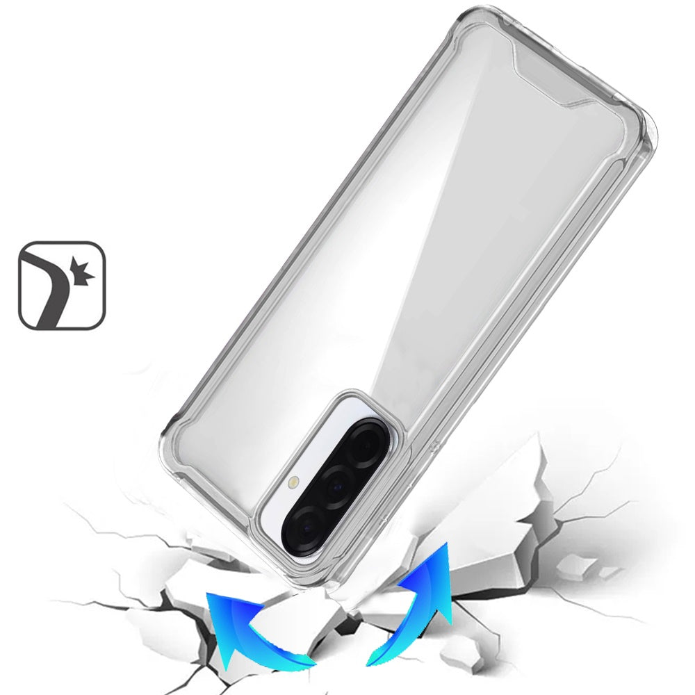 For Samsung Galaxy A57 Clear Colored Shockproof Transparent Hard PC + Rubber TPU Hybrid Bumper Shell Slim Protective Case Cover Clear