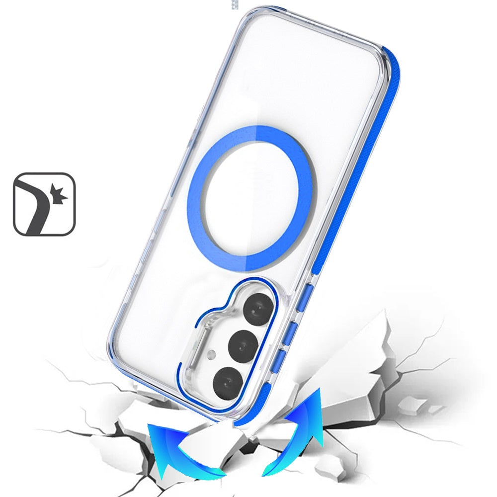 For Samsung Galaxy S26+ / S26 Plus Hybrid Clear Back Case with Invisible Camera Bracket Stand, MagSafe Magnetic Circle, Shockproof Color Frame Case Cover