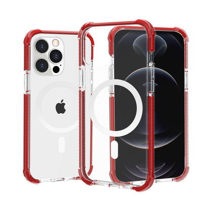 For Apple iPhone 11 Pro Max Magnetic Acrylic Case Transparent Back, Rugged Colorful Frame, Shockproof Hybrid, MagSafe Compatible Case Cover