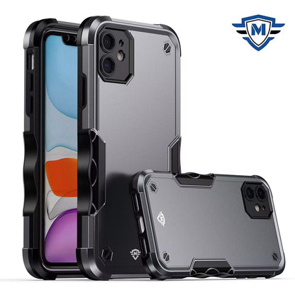 For iPhone 12 / iPhone 12 Pro (6.1") Slim Fit Back Hybrid Lightweight Shockproof 2-in-1 Hybrid Hard PC Bumper Frame Armor Protection Case Cover Grey+Black