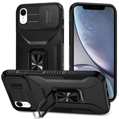 Phone Case for Apple iPhone XR Magnetic Ring Stand Camera Protection Shockproof Heavy Duty Kickstand Rugged Grip Anti Scratch Hybrid Cover Black