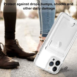 For Apple iPhone 15 Plus (6.7") Wallet Rubber Acrylic TPU with Credit Card ID Slot Holder Design Slim Fit Shockproof Clear Phone Case Cover