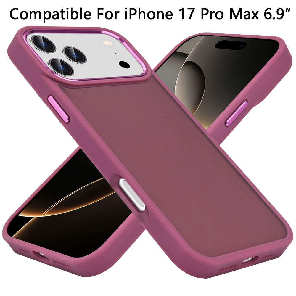 Phone Case for Apple iPhone 17 Pro Max (6.9") Polished Acrylic Hybrid TPU Slim Shockproof Metal Button Thick Durable Grip Camera Protection Anti-Scratch Cover