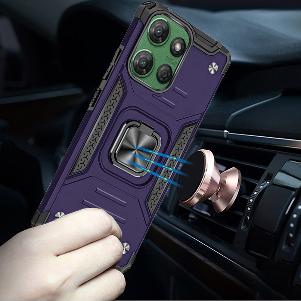 For Samsung Galaxy S25 Fan Edition /Galaxy S25 FE Armor Hybrid Magnetic Stand with Ring Holder Kickstand Shockproof Heavy-Duty Durable Rugged TPU Dual Layer Case Cover Purple