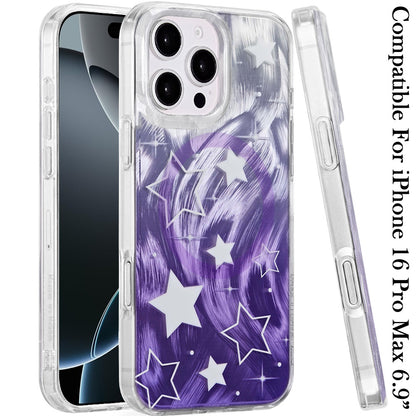 For iPhone 16 Pro Max (6.9") Stylish Pattern Fashion IMD Printed Design TPU Double Layer Slim Shockproof with Magnetic Back Case Cover