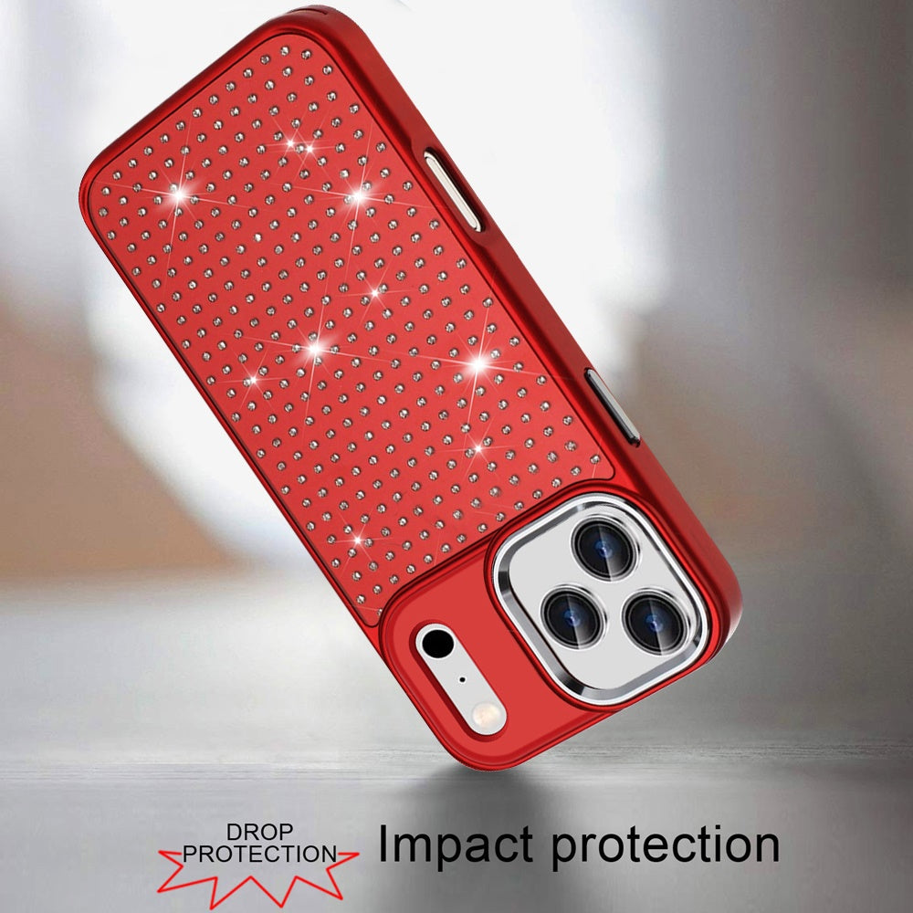 Phone Case Cover for Apple iPhone 18 Pro /17 Pro Bling Diamond Metallic, Full Sparkle Chrome Edged Hybrid Protective Shockproof Cover