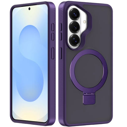 Phone Case for Samsung Galaxy S25 Plus, S25+, Galaxy S24+, GS24 Plus Magnetic Circle Kickstand with MagSafe Compatibility, Matte Skin, Rugged Bumper, and Ring Holder Cover Purple