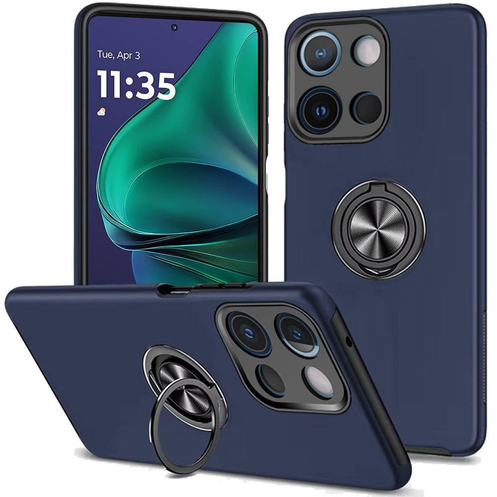 For Motorola Moto G Stylus 5G 2025 Hybrid 360 Degree Rotatable Metal Invisible Ring Stand Holder Slim Fit Magnetic Car Mount Shockproof Case Cover