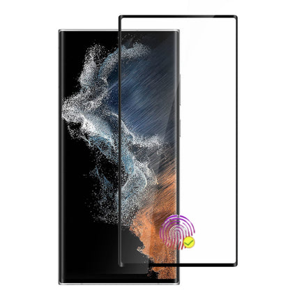 Screen Protector for Samsung Galaxy S23 Ultra Tempered Glass 3D Curved Edge Full Glue Fingerprint Unlock HD Clear Bubble Free Sensitive Touch Screen Guard Cover Tempered Glass