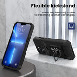 For Apple iPhone 15 (6.1") Wallet Designed with Camera Protection, Card Slot & Ring Kickstand Magnetic Car Mount  Phone Case Cover