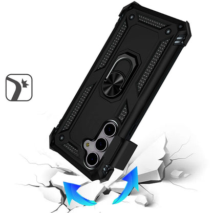 For Motorola Moto G 5G 2025 Hybrid Combo Belt Clip Holster with Ring Stand Holder, Military Grade Fit Magnetic Car Mount Shockproof Case Cover Black