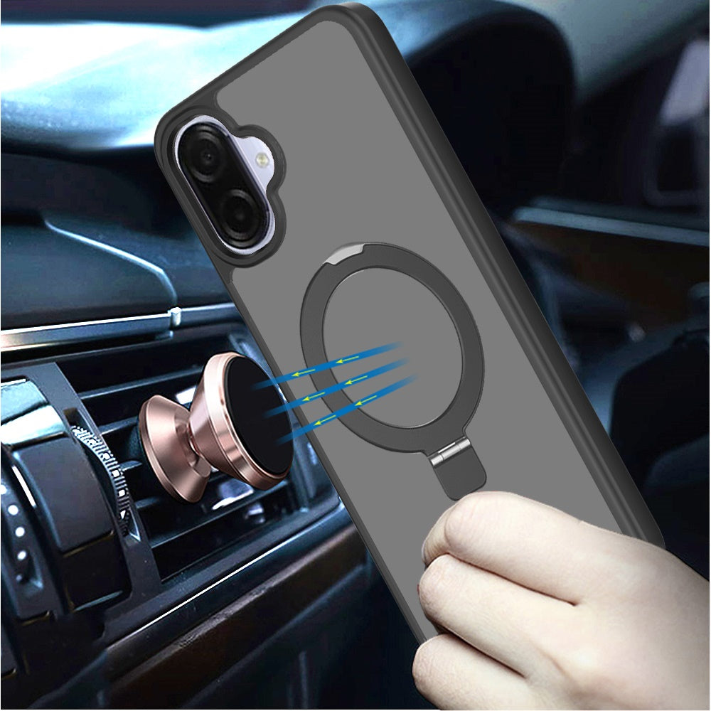 Magnetic Ring Stand Full Rotation Matte Shockproof Grip Anti Slip Durable Camera Protection Hybrid