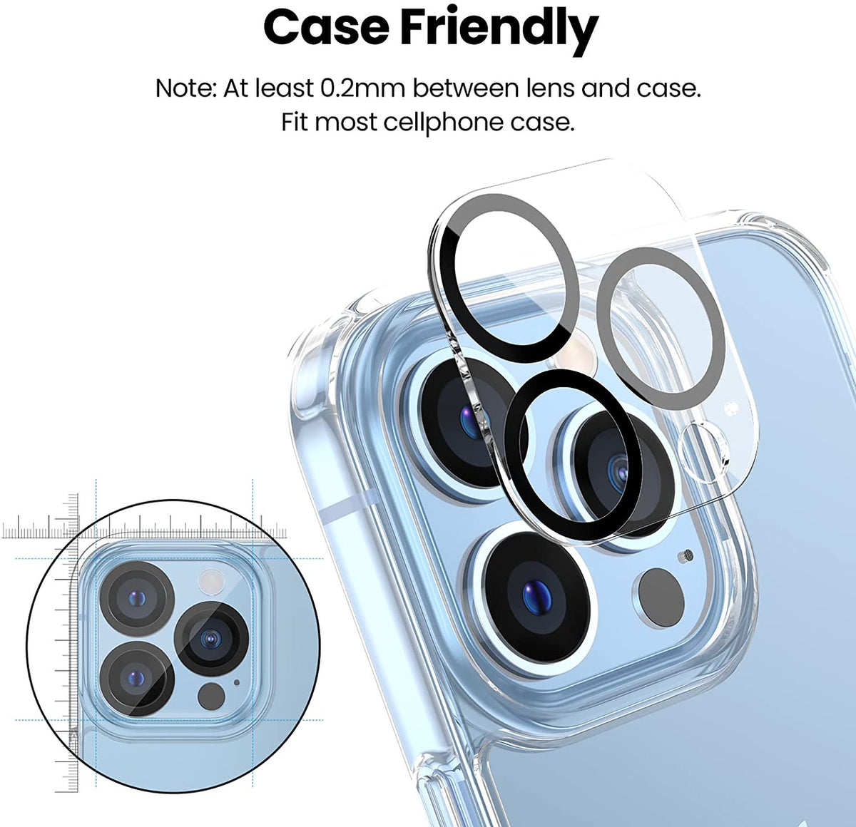 For Apple iPhone 16e Camera Lens Protector HD Clear 2.5D Tempered Glass with Black Edge, Case-Friendly, Ultra-Thin, Easy to Install Protector Clear Black