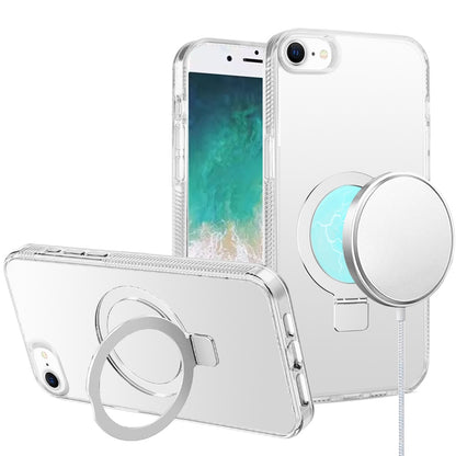 For Apple iPhone 17E /16E Transparent Magnetic Ring Circle Stand with MagSafe Compatible Hybrid Dotted Edged Hard PC Shockproof Case Cover Clear