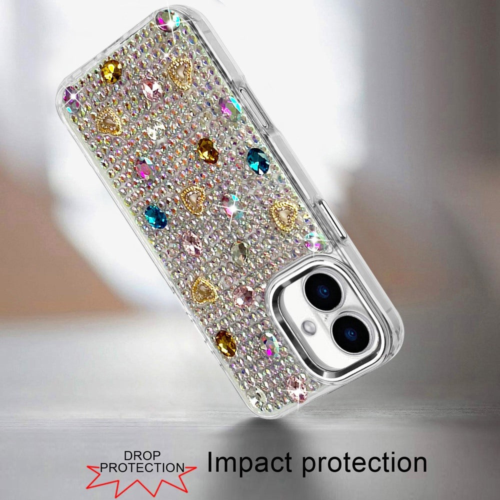 Chrome Fashion Hybrid Bling Diamond Heart Rhinestone Decorative Stones Sparkling Embellished Design