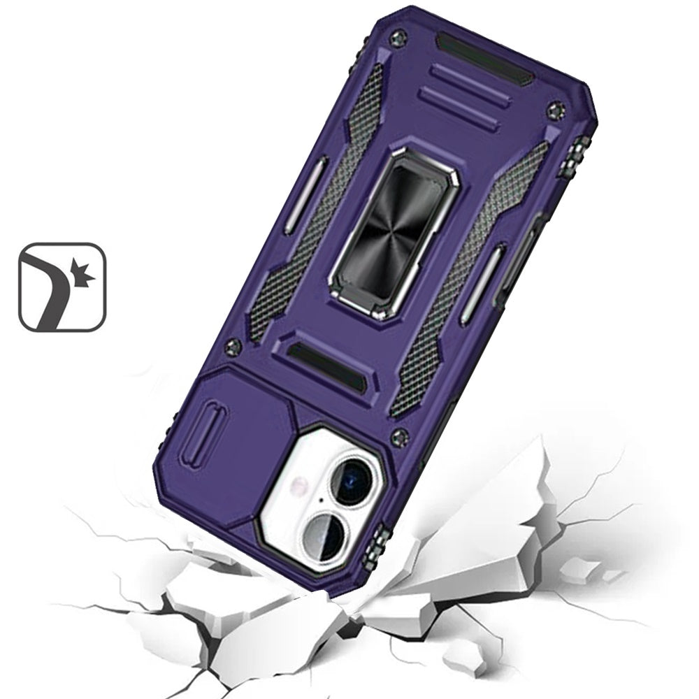 For Apple iPhone 17E /16E Tough Hybrid Case with Movable Camera Window & Metal Ring Stand Shockproof Case Cover