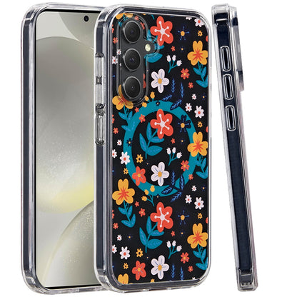 For Samsung Galaxy S25 /S24 Cute Fashion Pattern Design, Durable Shockproof Slim TPU Hard Back, MagSafe Compatible Case Cover Nightly Floral