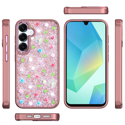 For Samsung Galaxy S25 /S24 Floral Design Embedded Glass Diamond Fancy Fashion Glitter Bling Sparkly Hybrid Rugged TPU Bumper Case Cover