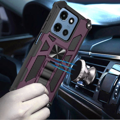 Phone Case for Moto G Stylus 5G 2026, Moto G Stylus 5G 2025 Built in Magnetic Hiden Kickstand Shockproof Rugged Armor Grip Hybrid Heavy Duty Anti Slip Protective Style Cover Purple