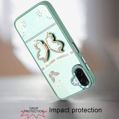 For Samsung Galaxy A07 Glitter 3D Butterfly Design Bling Metallic Edge Hybrid Stand Drop Protection TPU Shockproof Case Cover