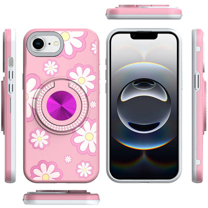 Pattern Design Hybrid with Invisible Ring Stand & Magnetic Back, Shockproof Protective Grip