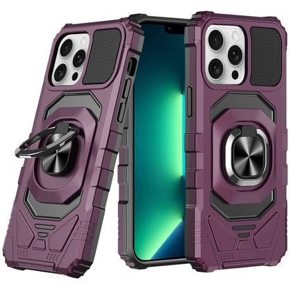 Phone Case for Apple iPhone 13 Pro Max Rugged Hybrid Dual Layer Magnetic Ring Stand Armor Shock Absorbing Heavy Duty TPU Reinforced Bumper Cover Purple