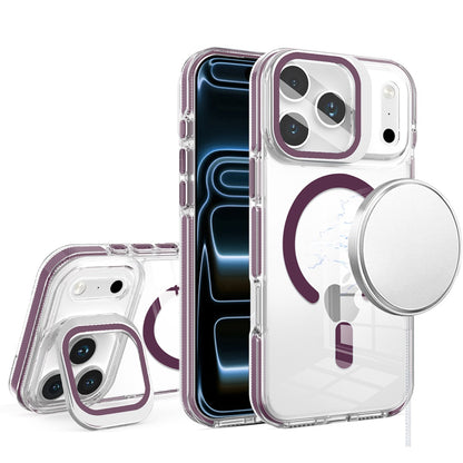Phone Case for Apple iPhone 18 Pro/ 17 Pro Magnetic Circle Transparent Tough Hybrid Camera Stand Guard Stand Shockproof Color Edge Rugged Grip Cover Purple