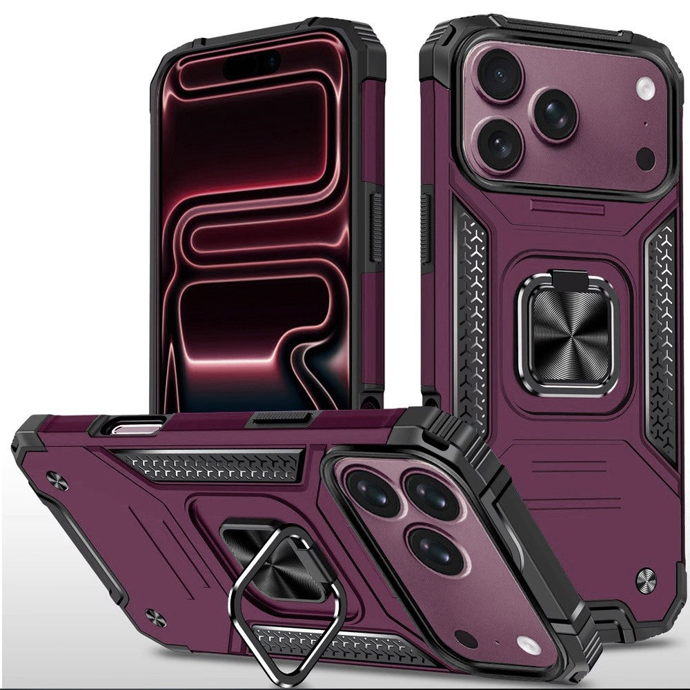 Phone Case for Apple iPhone 18 Pro Max Magnetic Car Mount Hybrid Ring Stand Shockproof Rugged Grip Armor Heavy Duty Protective TPU Durable Cover Purple