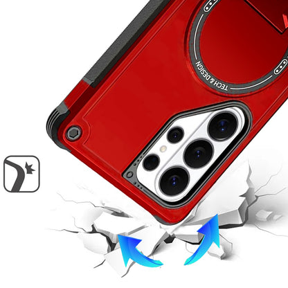 Phone Case for Samsung Galaxy S26 Ultra Magnetic Kickstand Rugged Shockproof Armor Grip Anti Slip Heavy Duty Protective Matte Stand Hybrid Cover Red