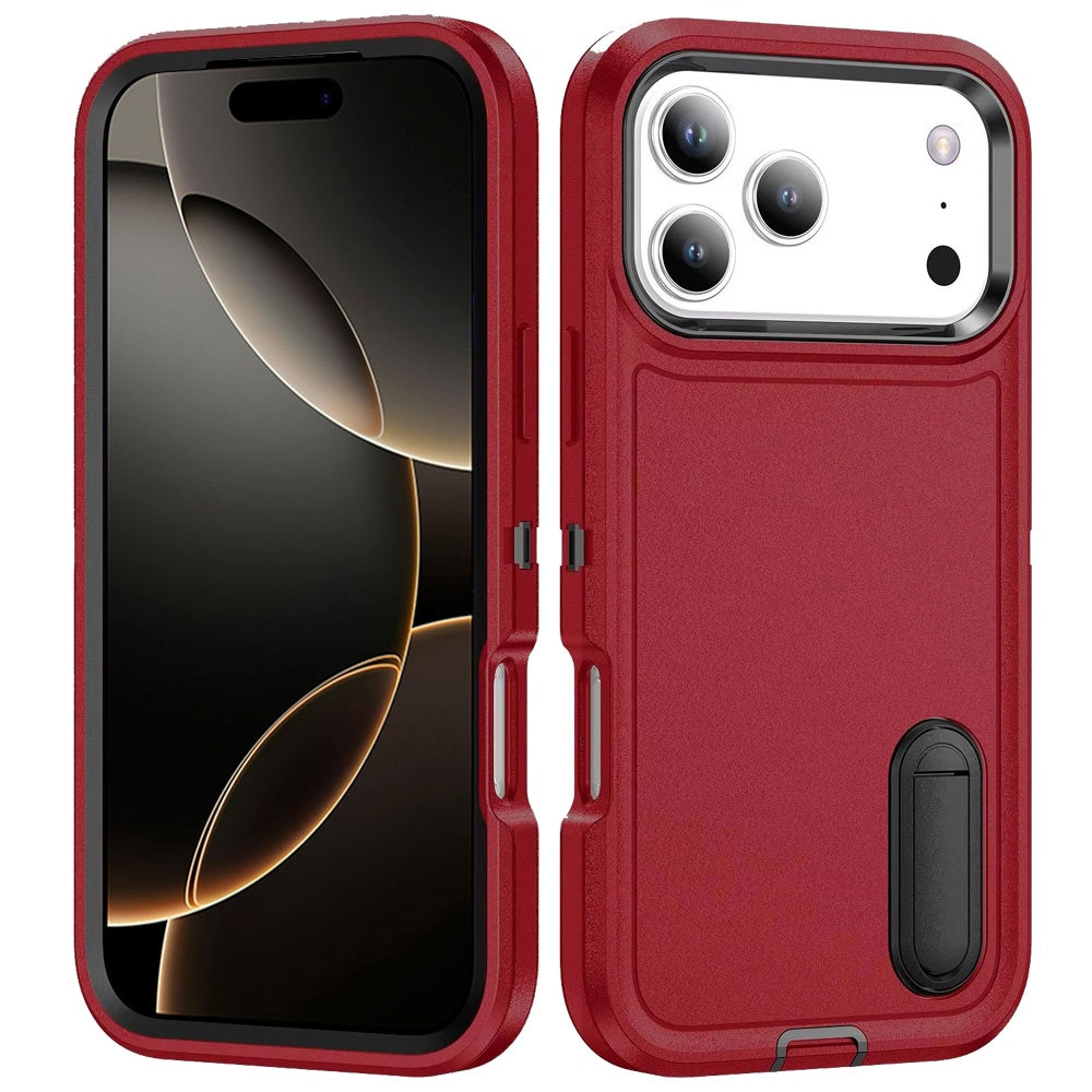 For Apple iPhone 17 Pro Hybrid 3 Layers Hard 3in1 Shockproof with Kickstand Heavy Duty Hard TPU Rubber Anti-Drop Case Cover