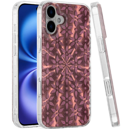 For Apple iPhone 17 Stylish Pattern Fashion IMD Printed Design TPU Double Layer Slim Shockproof with Magnetic Back Case Cover Flowers Mandala Brown