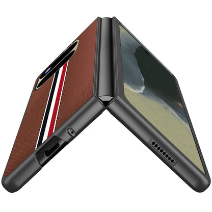 Phone Case for Google Pixel 11 Pro Fold Velvet Fabric Vegan PU Leather Slim Fit Hybrid Protective Shell Shockproof Design Cover Brown