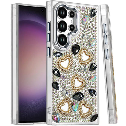 Luxury Crystal Heart Rhinestone Diamond Bling Shockproof Hybrid Glitter Protective Stylish Durable Grip