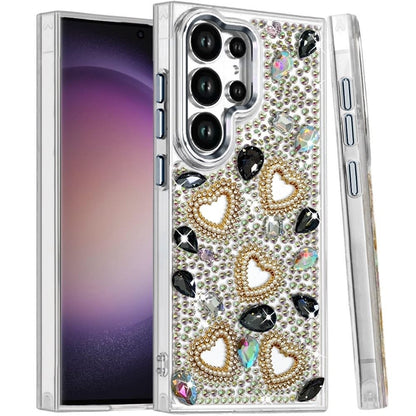 Luxury Crystal Heart Rhinestone Diamond Bling Shockproof Hybrid Glitter Protective Stylish Durable Grip
