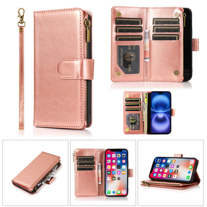 Phone Case for Samsung Galaxy A57 Luxury Leather Wallet Card Holder Zipper Pocket Money Storage Protective Grip Design with Strap Cover Pink