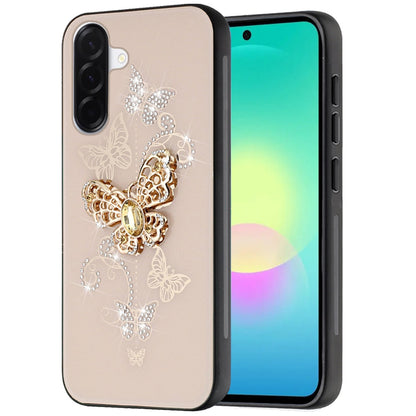 Phone Case for Samsung Galaxy A27 5G Diamond 3D Fashion Floral Glitter Engraved Luxury Bling Hybrid Shockproof Chrome Edge Protective Grip Cover