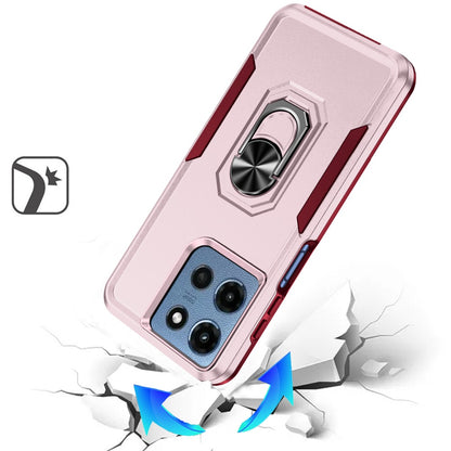 For Motorola Moto G Play 5G 2026 Hybrid Rugged Tough 2in1 Drop-Proof Protection Military Grade Armor with Metal Ring Stand Case Cover Pink