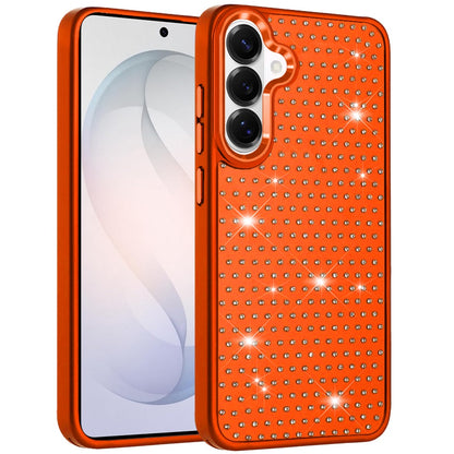 Phone Case for Samsung Galaxy S26 Luxury Diamond Bling Sparkle Chrome Metallic Edge Shockproof Durable Protective Stylish Premium Hybrid Design Cover Cosmic Orange