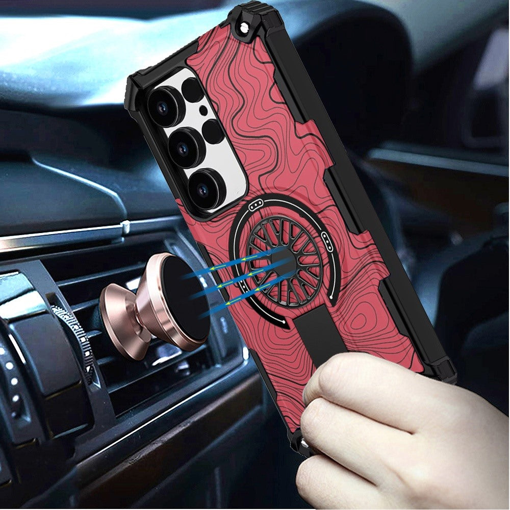 For Samsung Galaxy S26 Ultra Texture Design Stylish Invisible Kickstand Case, MagSafe Compatible Hybrid Shockproof Cover, Car Mount Friendly Case Cover