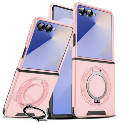 For Samsung Galaxy Z Flip 7 Hybrid Case with 360° Magnetic Ring Stand, Camera Slide Protector & Compatible with MagSafe Case Cover