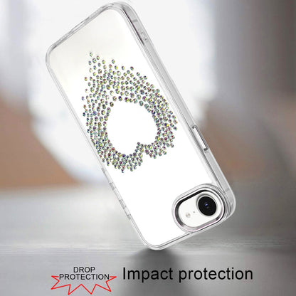 For Apple iPhone 17E /16E Angel Hearts Bling Glitter Diamond Hybrid TPU Cover, Colorful Frame Shockproof Protective Back Case Cover Silver