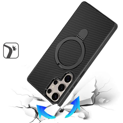 Carbon Fiber Magnetic Ring Stand Hybrid Shockproof AntiSlip Grip Kickstand Military Drop Protection Matte Finish