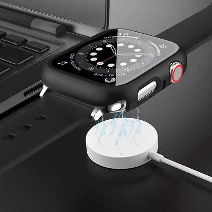 For Apple Watch Size 45mm Slim Hard PC Bumper, Clear Touch Full Coverage with Built in Tempered Glass Screen Protector Case Cover