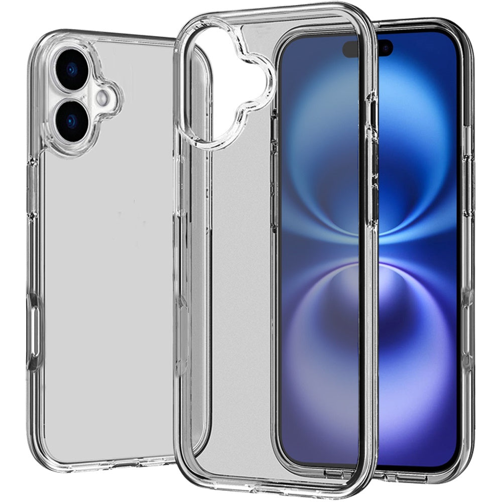For Apple iPhone 17 Transparent Shock Absorption PC + TPU Rubber Gel Thick 3mm Hybrid Silicone Slim Fit Back Case Cover